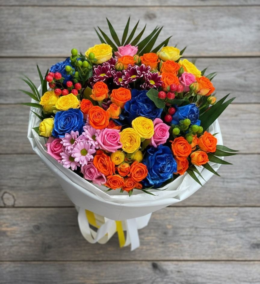 Букет цветов из: Розы и Хризантемы в Калистово