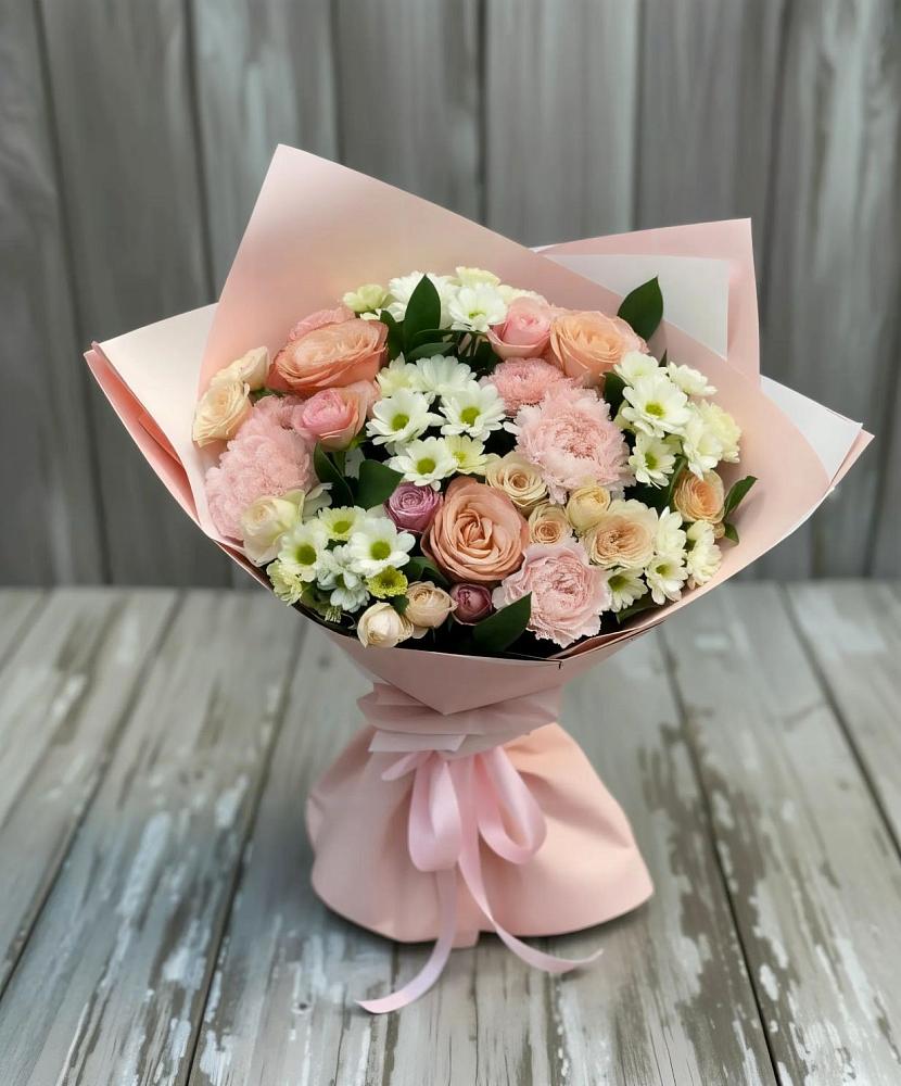 Букет цветов из: Гвоздики, Розы и Хризантемы в Калистово