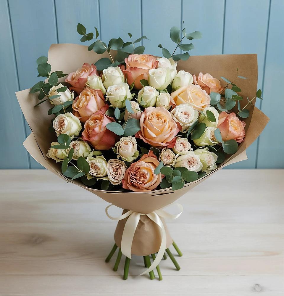 Букет цветов из: Альстромерии и Розы в Калистово