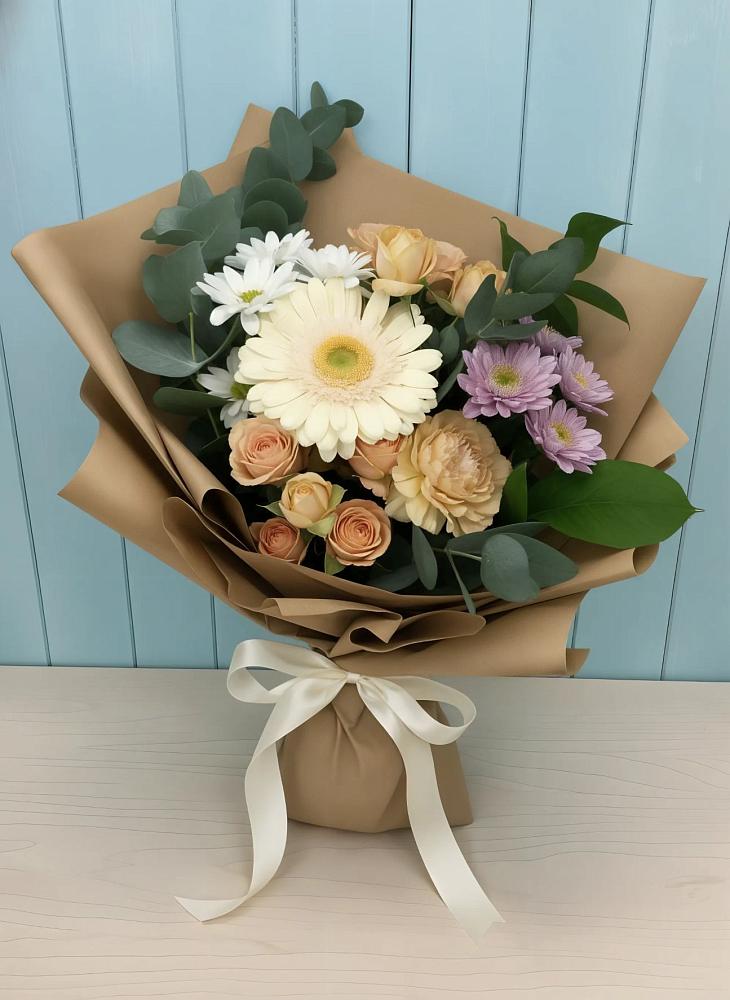 Букет цветов из: Герберы и Хризантемы в Калистово