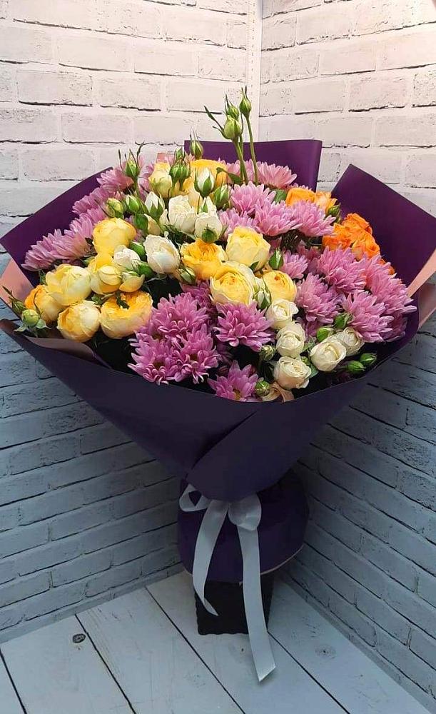 Букет цветов из: Хризантемы и Розы в Калистово