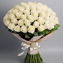 Букет 101 беля роза Белоснежка в Калистово