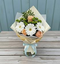 Букет цветов из:  Герберы, Розы и Хризантемы в Калистово