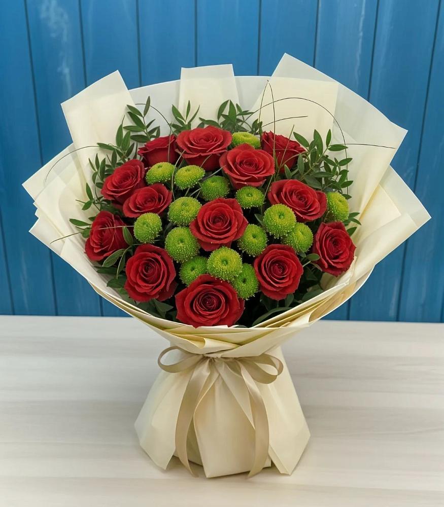 Букет цветов из: Розы и Хризантемы в Калистово