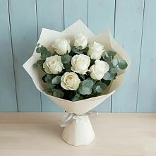 Букет Белые розы в Эвкалипте в Калистово